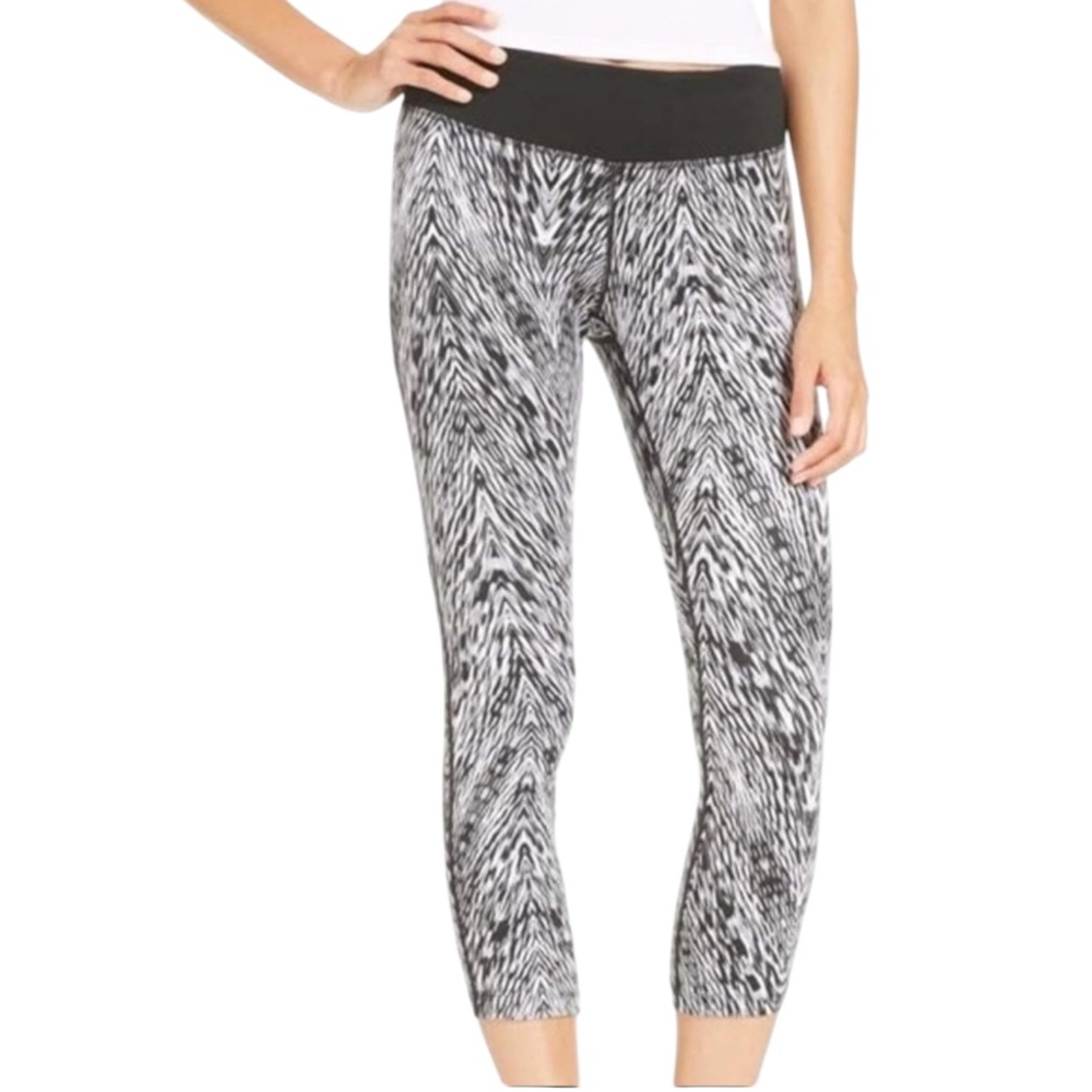 Nike Running Capri Dri-Fit Leggings Large Black White Gray HO140408SAA